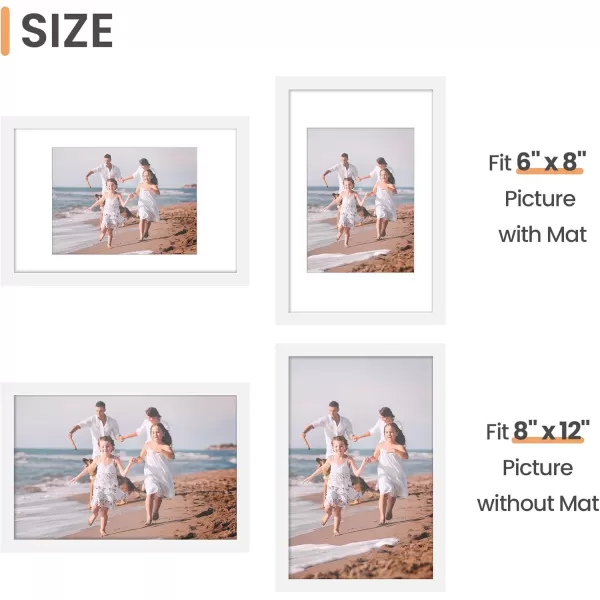 upsimples 8x10 Picture Frame Set of 5 Display Pictures 5x7 with Mat or 8x10 Without Mat Wall Gallery Photo Frames BrownWhite