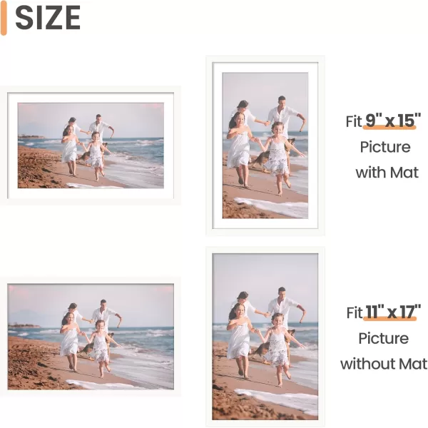 upsimples 8x10 Picture Frame Set of 5 Display Pictures 5x7 with Mat or 8x10 Without Mat Wall Gallery Photo Frames BrownWhite