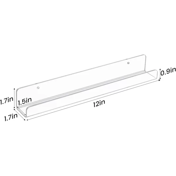 upsimples 12 Pack Vinyl Record Wall Mount Shelves 12quot Vinyl Holder for Album Record Storage ampamp Display Clear Acrylic Floating Shelves for Wall Decor Kids Bookshelf Magazine Rack Picture Ledge12