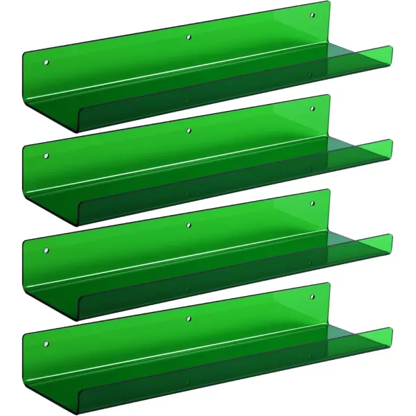 upsimples 4 Pack Acrylic Shelves for Wall Storage 15quot Floating Bookshelves for Kids Display Shelf Organizer for Bathroom Bedroom Living Room Kitchen Room Decor WhiteGreen