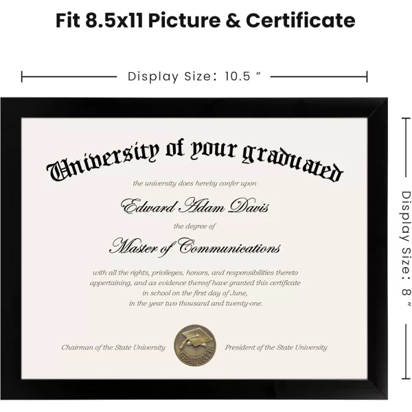 upsimples 85x11 Picture Frame Certificate Document Frame with High Definition Glass 5 Pack Diploma Frames for Wall and Tabletop BrownBlack