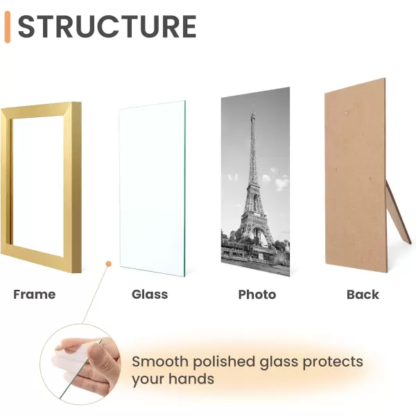 upsimples 85x11 Picture Frame Certificate Document Frame with High Definition Glass 5 Pack Diploma Frames for Wall and Tabletop BrownGold