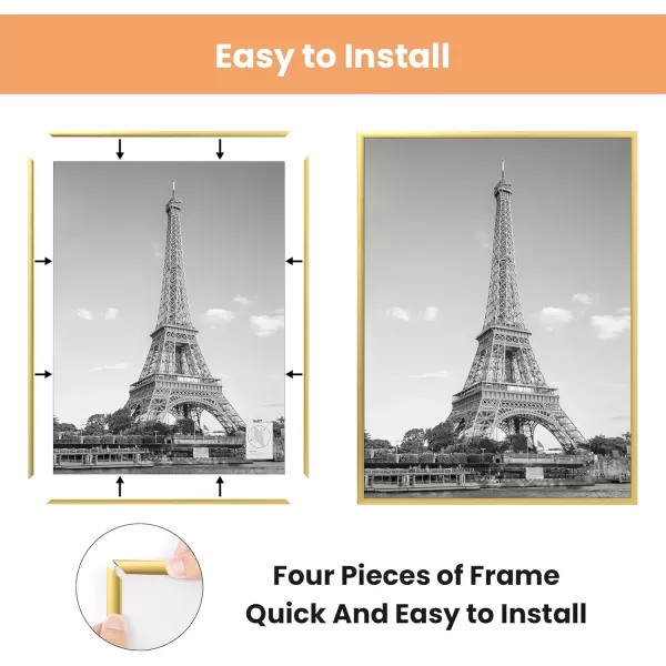 upsimples 20x28 Picture Frame Black 3 Pack Poster Frames 20 x 28 for Horizontal or Vertical Wall Mounting ScratchProof Wall Gallery Photo FrameGold