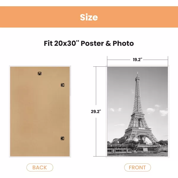 upsimples 20x28 Picture Frame Black 3 Pack Poster Frames 20 x 28 for Horizontal or Vertical Wall Mounting ScratchProof Wall Gallery Photo FrameWhite