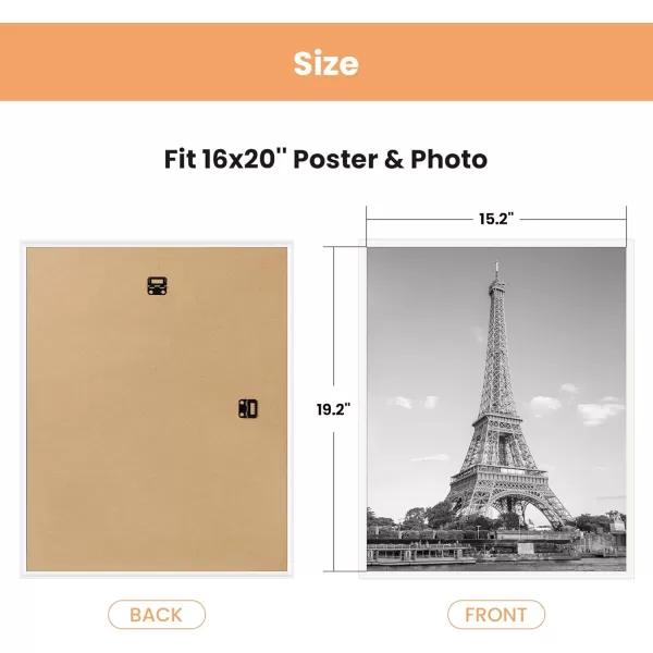 upsimples 20x28 Picture Frame Black 3 Pack Poster Frames 20 x 28 for Horizontal or Vertical Wall Mounting ScratchProof Wall Gallery Photo FrameWhite