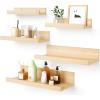 imageUpsimples Home Floating Shelves  Wall Mounted Set of 5 Wood Shelves for Bedroom Living Room Bathroom Kitchen  Natural