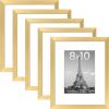 imageupsimples 16x24 Picture Frame Set of 5 Display Pictures 14x20 with Mat or 16 x 24 Without Wall Gallery Poster Frames GoldGold