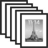 imageupsimples 16x24 Picture Frame Set of 5 Display Pictures 14x20 with Mat or 16 x 24 Without Wall Gallery Poster Frames GoldBlack