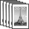imageupsimples 16x24 Picture Frame Set of 5 Display Pictures 14x20 with Mat or 16 x 24 Without Wall Gallery Poster Frames GoldBlack