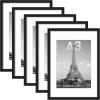 imageupsimples 16x24 Picture Frame Set of 5 Display Pictures 14x20 with Mat or 16 x 24 Without Wall Gallery Poster Frames GoldBlack