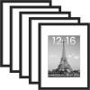 imageupsimples 16x24 Picture Frame Set of 5 Display Pictures 14x20 with Mat or 16 x 24 Without Wall Gallery Poster Frames GoldBlack