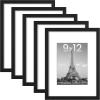imageupsimples 16x24 Picture Frame Set of 5 Display Pictures 14x20 with Mat or 16 x 24 Without Wall Gallery Poster Frames GoldBlack