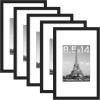 imageupsimples 16x24 Picture Frame Set of 5 Display Pictures 14x20 with Mat or 16 x 24 Without Wall Gallery Poster Frames GoldBlack