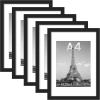 imageupsimples 16x24 Picture Frame Set of 5 Display Pictures 14x20 with Mat or 16 x 24 Without Wall Gallery Poster Frames GoldBlack