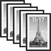 imageupsimples 16x24 Picture Frame Set of 5 Display Pictures 14x20 with Mat or 16 x 24 Without Wall Gallery Poster Frames GoldBlack