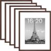 imageupsimples 16x24 Picture Frame Set of 5 Display Pictures 14x20 with Mat or 16 x 24 Without Wall Gallery Poster Frames GoldBrown