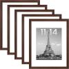 imageupsimples 16x24 Picture Frame Set of 5 Display Pictures 14x20 with Mat or 16 x 24 Without Wall Gallery Poster Frames GoldBrown