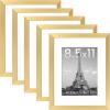 imageupsimples 16x24 Picture Frame Set of 5 Display Pictures 14x20 with Mat or 16 x 24 Without Wall Gallery Poster Frames GoldGold