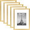 imageupsimples 16x24 Picture Frame Set of 5 Display Pictures 14x20 with Mat or 16 x 24 Without Wall Gallery Poster Frames GoldGold