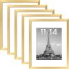 imageupsimples 16x24 Picture Frame Set of 5 Display Pictures 14x20 with Mat or 16 x 24 Without Wall Gallery Poster Frames GoldGold