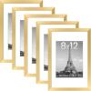imageupsimples 16x24 Picture Frame Set of 5 Display Pictures 14x20 with Mat or 16 x 24 Without Wall Gallery Poster Frames GoldGold