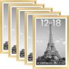 imageupsimples 16x24 Picture Frame Set of 5 Display Pictures 14x20 with Mat or 16 x 24 Without Wall Gallery Poster Frames GoldGold