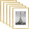 imageupsimples 16x24 Picture Frame Set of 5 Display Pictures 14x20 with Mat or 16 x 24 Without Wall Gallery Poster Frames GoldGold