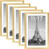 imageupsimples 16x24 Picture Frame Set of 5 Display Pictures 14x20 with Mat or 16 x 24 Without Wall Gallery Poster Frames GoldGold