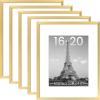 imageupsimples 16x24 Picture Frame Set of 5 Display Pictures 14x20 with Mat or 16 x 24 Without Wall Gallery Poster Frames GoldGold
