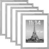 imageupsimples 16x24 Picture Frame Set of 5 Display Pictures 14x20 with Mat or 16 x 24 Without Wall Gallery Poster Frames GoldGray