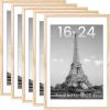 imageupsimples 16x24 Picture Frame Set of 5 Display Pictures 14x20 with Mat or 16 x 24 Without Wall Gallery Poster Frames GoldNatural
