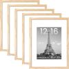 imageupsimples 16x24 Picture Frame Set of 5 Display Pictures 14x20 with Mat or 16 x 24 Without Wall Gallery Poster Frames GoldNatural