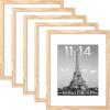 imageupsimples 16x24 Picture Frame Set of 5 Display Pictures 14x20 with Mat or 16 x 24 Without Wall Gallery Poster Frames GoldNatural