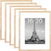 imageupsimples 16x24 Picture Frame Set of 5 Display Pictures 14x20 with Mat or 16 x 24 Without Wall Gallery Poster Frames GoldNatural