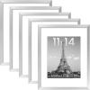 imageupsimples 16x24 Picture Frame Set of 5 Display Pictures 14x20 with Mat or 16 x 24 Without Wall Gallery Poster Frames GoldSilver