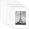 imageupsimples 16x24 Picture Frame Set of 5 Display Pictures 14x20 with Mat or 16 x 24 Without Wall Gallery Poster Frames GoldWhite