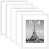 imageupsimples 16x24 Picture Frame Set of 5 Display Pictures 14x20 with Mat or 16 x 24 Without Wall Gallery Poster Frames GoldWhite