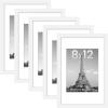 imageupsimples 16x24 Picture Frame Set of 5 Display Pictures 14x20 with Mat or 16 x 24 Without Wall Gallery Poster Frames GoldWhite