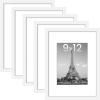 imageupsimples 16x24 Picture Frame Set of 5 Display Pictures 14x20 with Mat or 16 x 24 Without Wall Gallery Poster Frames GoldWhite