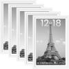 imageupsimples 16x24 Picture Frame Set of 5 Display Pictures 14x20 with Mat or 16 x 24 Without Wall Gallery Poster Frames GoldWhite