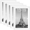 imageupsimples 16x24 Picture Frame Set of 5 Display Pictures 14x20 with Mat or 16 x 24 Without Wall Gallery Poster Frames GoldWhite