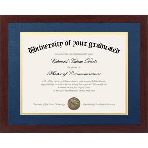 imageupsimples 11x14 Diploma Frame Certificate Degree Document Frame with High Definition Glass 85 x 11 with mat for Wall and Tabletop Black Double Mat 4 PackMahogany Blue