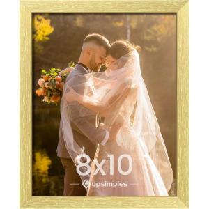 imageupsimples 8x10 Picture Frame Wall Gallery Photo Frames with Engineered Wood Gold 1 PackGold