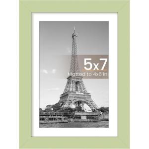 imageupsimples 4x6 Picture Frame Display Pictures 35x5 with Mat or 4 x 6 Without Wall Hanging Photo Frames Brown 1 PackGreen