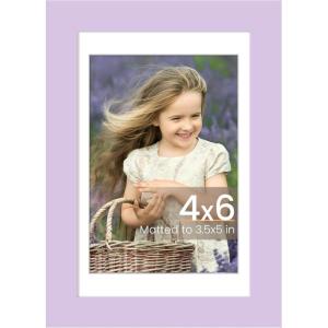 imageupsimples 4x6 Picture Frame Display Pictures 35x5 with Mat or 4 x 6 Without Wall Hanging Photo Frames Brown 1 PackPurple