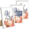imageupsimples 5x7 Picture Frame Set of 3 Made of High Definition Glass for 5 x 7 Wall and Tabletop Display Thin Border Photo Frames for Home Decor RedWhite