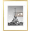 imageupsimples 20x30 Poster Frame Display Pictures 16x24 with Mat or 20x30 Without Mat Wall Hanging Picture Frame Natural 1 PackGold