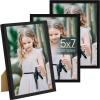 imageupsimples 5x7 Picture Frame Set of 3 Made of High Definition Glass for 5 x 7 Wall and Tabletop Display Thin Border Photo Frames for Home Decor RedBlack
