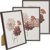 imageupsimples 5x7 Picture Frame Set of 3 Made of High Definition Glass for 5 x 7 Wall and Tabletop Display Thin Border Photo Frames for Home Decor RedBrown