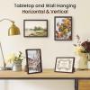 imageupsimples 5x7 Picture Frame Set of 3 Made of High Definition Glass for 5 x 7 Wall and Tabletop Display Thin Border Photo Frames for Home Decor RedBrown